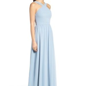 Lulus Cross Neck A-Line Chiffon Gown